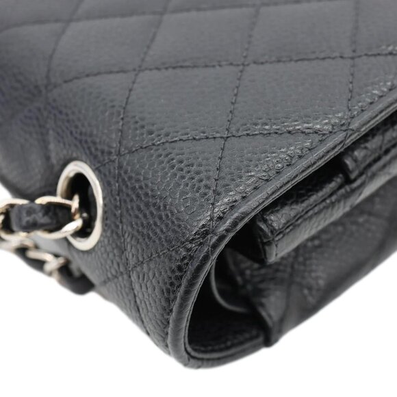 Chanel Small Classic Flap Quilted Caviar Leather Shoulder Bag Black - Picture 8 of 15